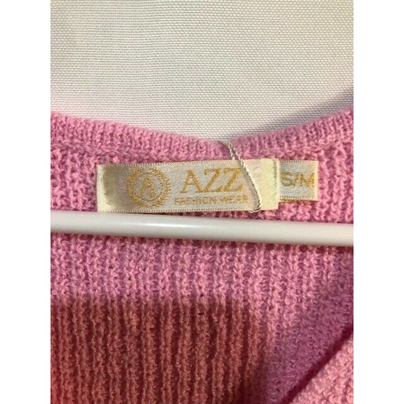 AZZ Pink Crocheted Knit Tank Low V Neck S/M - Picture 3 of 3